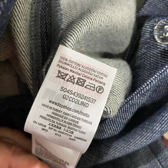 Top Shop Moto Exposed Front Zipper Tailored Cropped Wide Leg Jeans Sz 28 - Picture 5 of 6